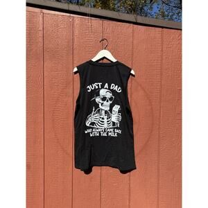 Chicyea Just A Dad Skeleton Tank Top Graphic Muscle Tee Black Funny Size L